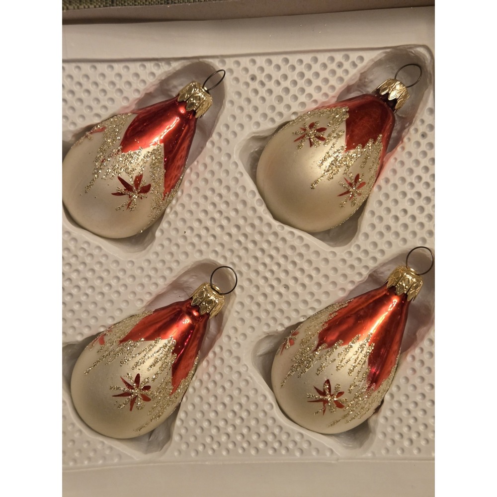 8 Kurt Adler Glass West Germany Painted Tear Drop Vintage Christmas Ornaments